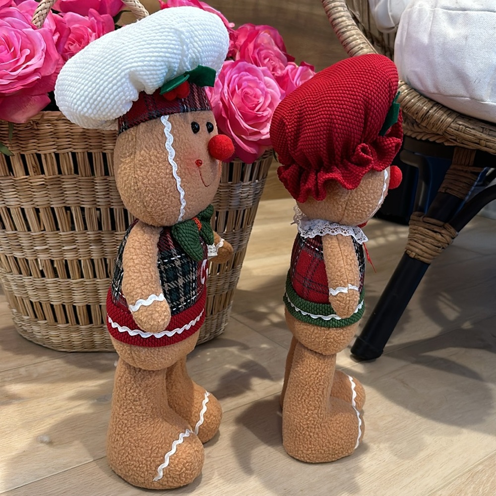 Christmas Holiday Plaid Gingerbread man girl boy doll greeter standing - Picture 11 of 16